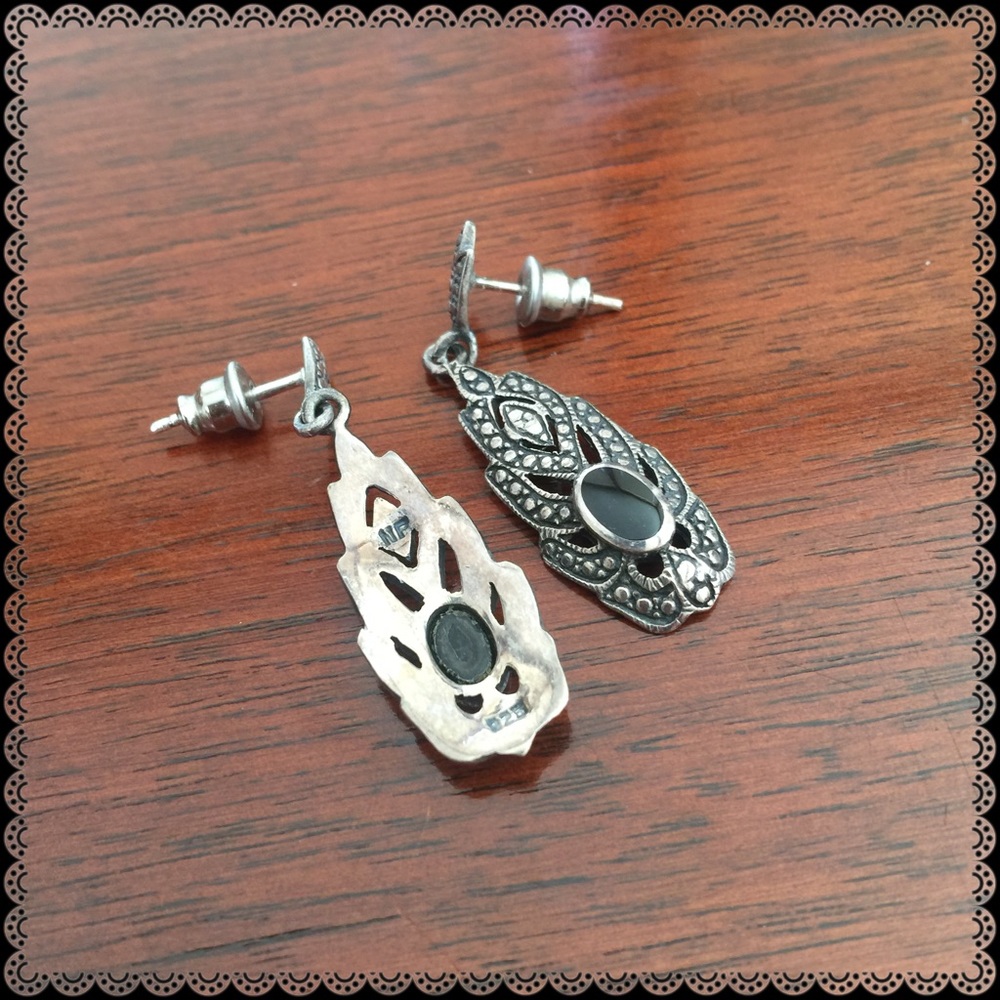 Nickel Free Sterling Silver with Onyx Earrings